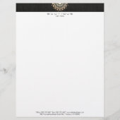 Chic Boutique Gold Circle Motif Faux Black Linen Custom Briefhoofd (Voorkant)