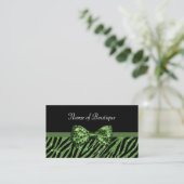 Chic Boutique Green Zebra FAUX Glitz Bow Visitekaartje (Staand voorkant)