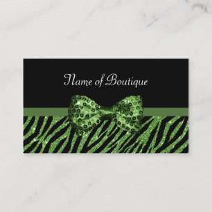 Chic Boutique Green Zebra FAUX Glitz Bow Visitekaartje