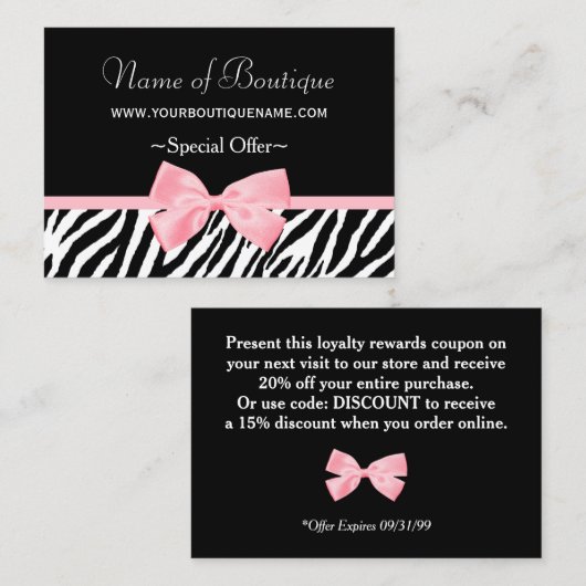 Chic Boutique Light Pink Ribbon kortingsbon Kortingskaartje (Voorkant / Achterkant)