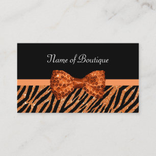 Chic Boutique Oranje Zebra Print FAUX Glitz Bow Visitekaartje