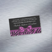 Chic Boutique Paarse Zebra Print FAUX Glitz Bow Visitekaartje Magneet (Voorbeeld)