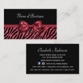 Chic Boutique Red Zebra Print FAUX Glitz Bow Visitekaartje (Voorkant / Achterkant)
