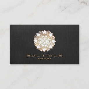Chic Boutique White Lotus Flower Black Linen Visitekaartje
