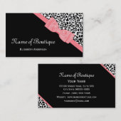 Chic Boutique Zwart en Wit Leopard Roze Lint Visitekaartje (Voorkant / Achterkant)