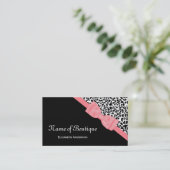 Chic Boutique Zwart en Wit Leopard Roze Lint Visitekaartje (Staand voorkant)