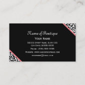 Chic Boutique Zwart en Wit Leopard Roze Lint Visitekaartje (Achterkant)