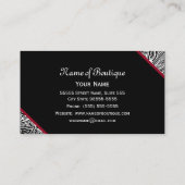 Chic Boutique Zwart en Wit Paisley Rood Lint Visitekaartje (Achterkant)