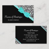 Chic Boutique Zwart-wit Leopard Aqua Ribbon Visitekaartje (Voorkant / Achterkant)