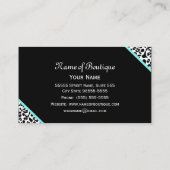 Chic Boutique Zwart-wit Leopard Aqua Ribbon Visitekaartje (Achterkant)