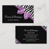 Chic Boutique Zwart-wit Zebra Paarse lint Visitekaartje (Voorkant / Achterkant)