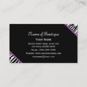 Chic Boutique Zwart-wit Zebra Paarse lint Visitekaartje (Achterkant)