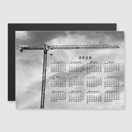 Chic Bouw Kraan Foto 2025 Kalender Magnet (Voorkant / Achterkant)