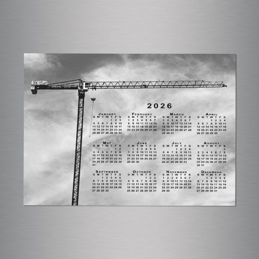 Chic Bouw Kraan Foto 2026 Kalender Magnet