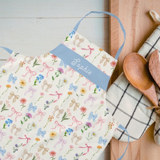 Chic Bow blue Floral Elegance Pattern Baking Schort