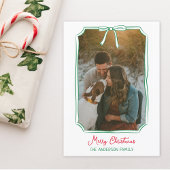 Chic Bow Custom Familie Foto Rood & Groen Kerstmis Feestdagenkaart