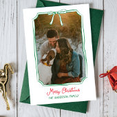 Chic Bow Custom Familie Foto Rood & Groen Kerstmis Feestdagenkaart