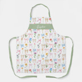 Chic Bow Green Floral Elegance Pattern Baking Schort (Voorkant)