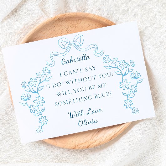 Chic Bow Iets Blue Crew Bruids Party Voorstel Kaart