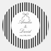 Chic Bow Minimalist Stripe Black White Ronde Sticker (Voorkant)