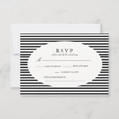Chic Bow Minimalist Stripe Black White RSVP Kaartje (Voorkant)