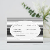 Chic Bow Minimalist Stripe Black White RSVP Kaartje (Staand voorkant)