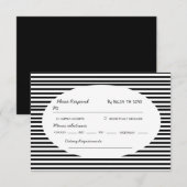 Chic Bow Minimalist Stripe Black White RSVP Kaartje (Voorkant / Achterkant)