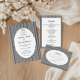 Chic Bow Minimalist Stripe Black White RSVP Kaartje