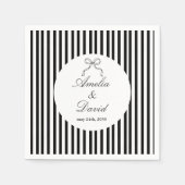 Chic Bow Minimalist Stripe Black White Servet (Voorkant)