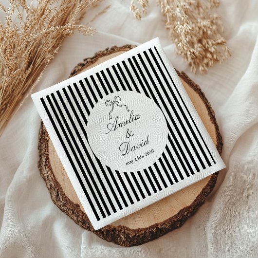Chic Bow Minimalist Stripe Black White Servet