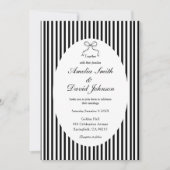 Chic Bow Minimalist Stripe Black white Wedding  Kaart (Voorkant)