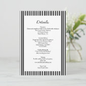 Chic Bow Minimalist Stripe Black White wedding Kaart (Staand voorkant)