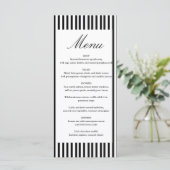 Chic Bow Minimalist Stripe Black White wedding Menu (Staand voorkant)