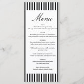 Chic Bow Minimalist Stripe Black White wedding Menu (Voorkant)