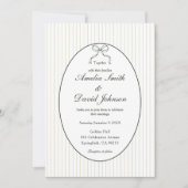 Chic Bow Minimalist Stripe Green Wedding  Kaart (Voorkant)