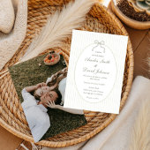 Chic Bow Minimalist Stripe Green Wedding  Kaart