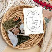 Chic Bow Minimalist Stripe Green Wedding  Kaart