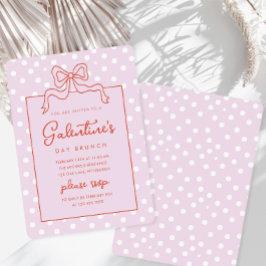 Chic Bow Polka Dot Galentine's Day Brunch Kaart
