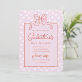 Chic Bow Polka Dot Galentine's Day Diner Kaart (Staand voorkant)