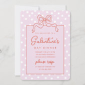 Chic Bow Polka Dot Galentine's Day Diner Kaart (Voorkant)