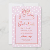 Chic Bow Polka Dot Galentine's Day Party Kaart (Voorkant)