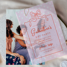 Chic Bow Polka Dot Galentine's Day Party Vellum Uitnodigingen