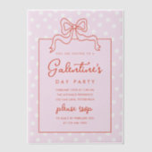 Chic Bow Polka Dot Galentine's Day Party Vellum Uitnodigingen (Voorkant)