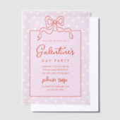 Chic Bow Polka Dot Galentine's Day Party Vellum Uitnodigingen (Offset)