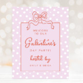 Chic Bow Polka Dot Galentine's Day Party Welkom Poster