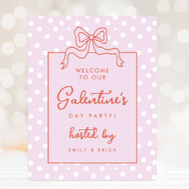 Chic Bow Polka Dot Galentine's Day Party Welkom Poster