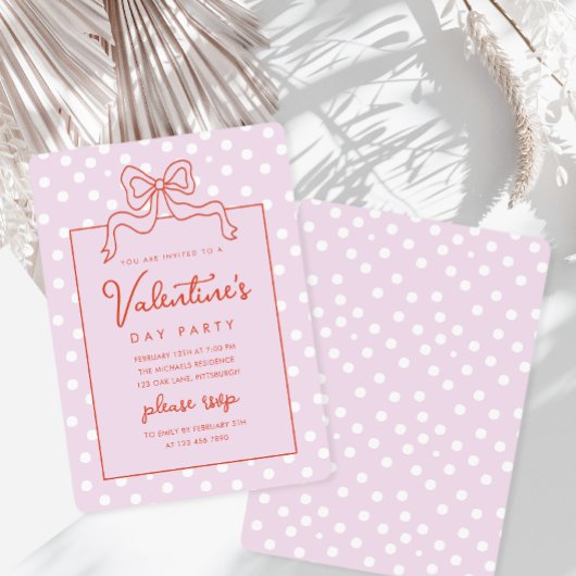Chic Bow Polka Dot Valentijnsdag Party Kaart