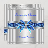 Chic Bowed Silver Invite Kaart (Voorkant / Achterkant)