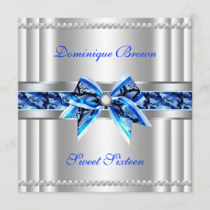 Chic Bowed Silver Invite Kaart