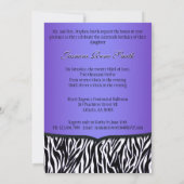 Chic Bowed Zebra Print 5 x 7 Invite [Paars] Kaart (Achterkant)